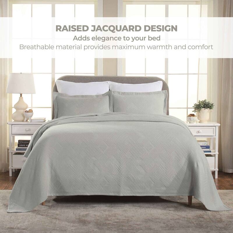 Superior Geometric Fret Cotton Decorative Bedspread Set