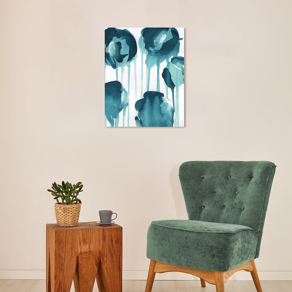 Wynwood Studio Canvas Abstract Ivy's Favorite Color Blue and Turquoise Modern & Contemporary Wall Art Canvas Print