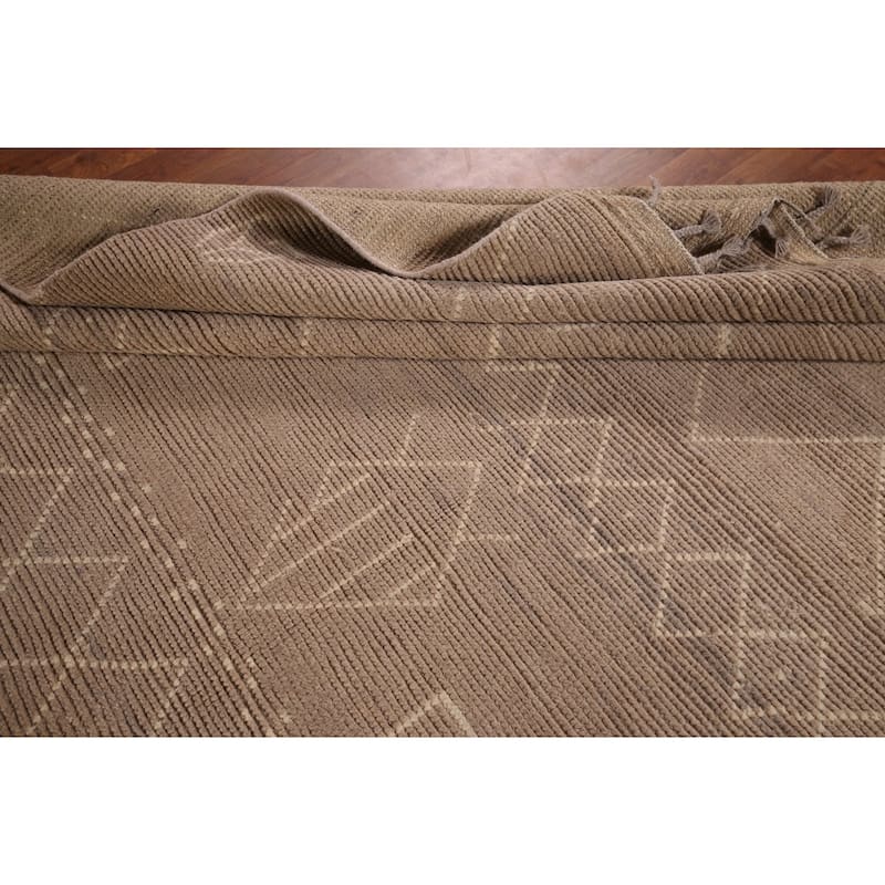 Earth Tone Moroccan Large Oriental Area Rug Handmade Wool Carpet - 9'11"x 15'2"