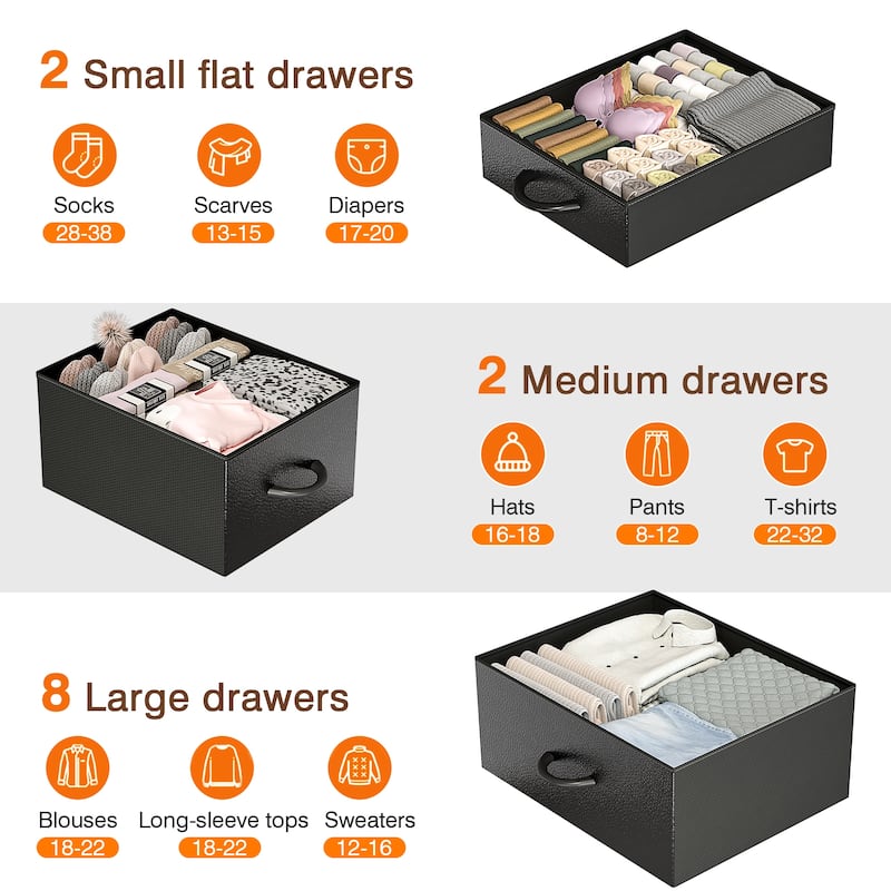 12 Drawer Dresser Fabric Tall Dressers for Bedroom Chest of Drawers