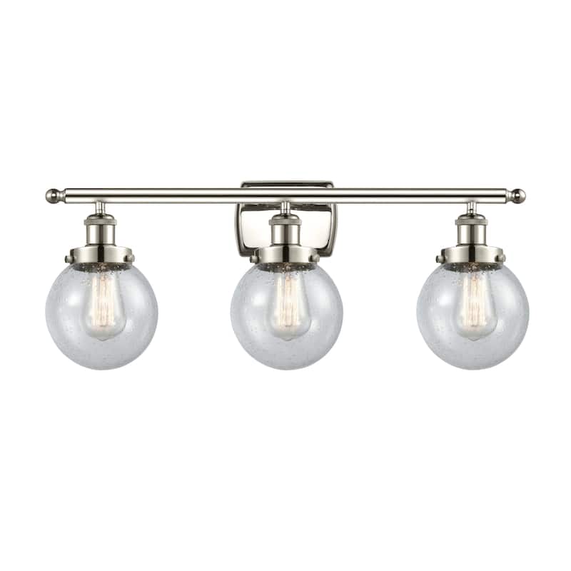 Innovations Lighting 916-3W-11-26 Beacon Vanity Beacon 3 Light 26" - Polished Nickel / Seedy