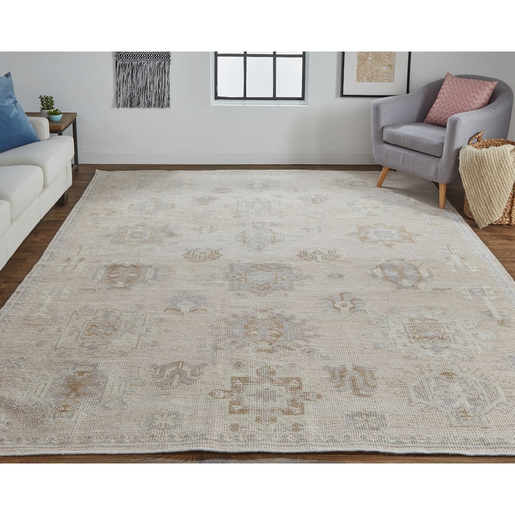 Tierney Eco Friendly PET Oushak Rug, Ivory/Tan/Opal Gray, Area Rug