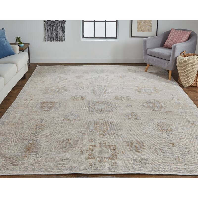 Tierney Eco Friendly PET Oushak Rug, Ivory/Tan/Opal Gray, Area Rug