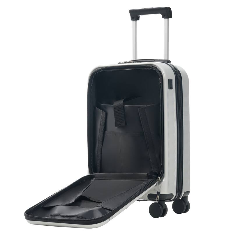 Front Opening Luggage Set 3 Piece,USB Port, Expandable Luggage with Handle Bag Spinner Wheels TSA Lock