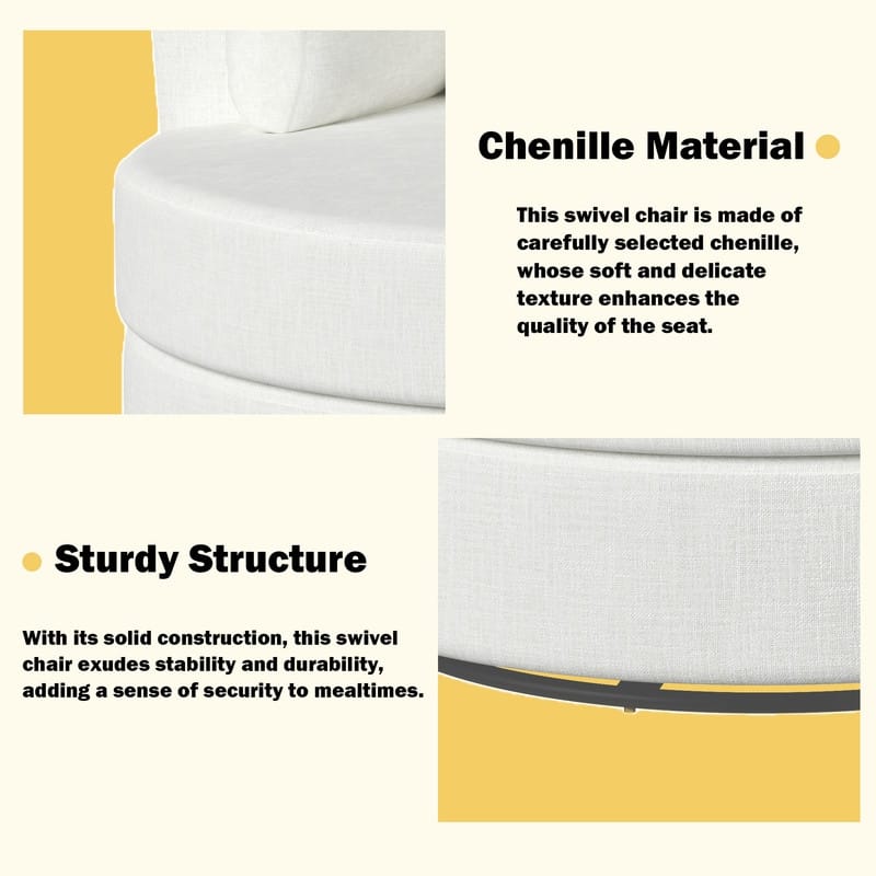 Swivel 34.7" Wide Comfortable Chenille Accent Chair (Set of 4)