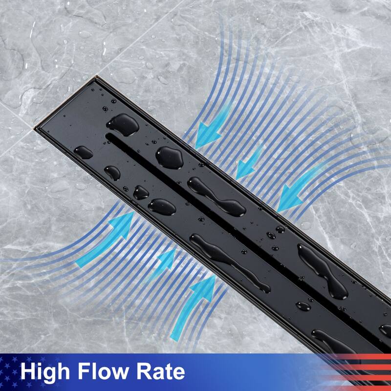 24'' W Linear Grid Drain, Matte Black