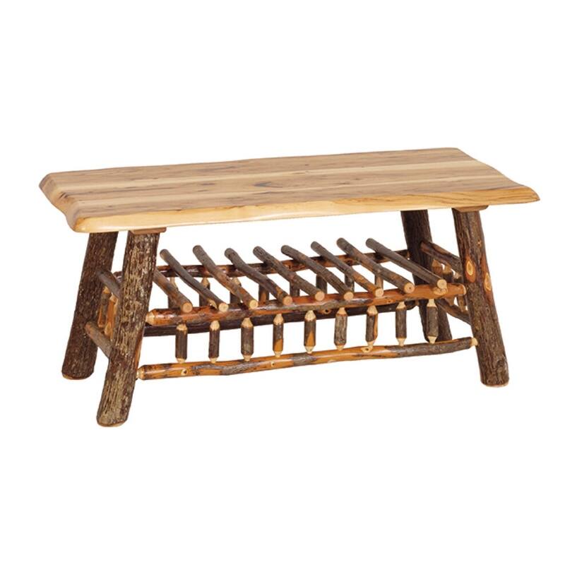 Hickory Log Trestle Wavy Coffee Table