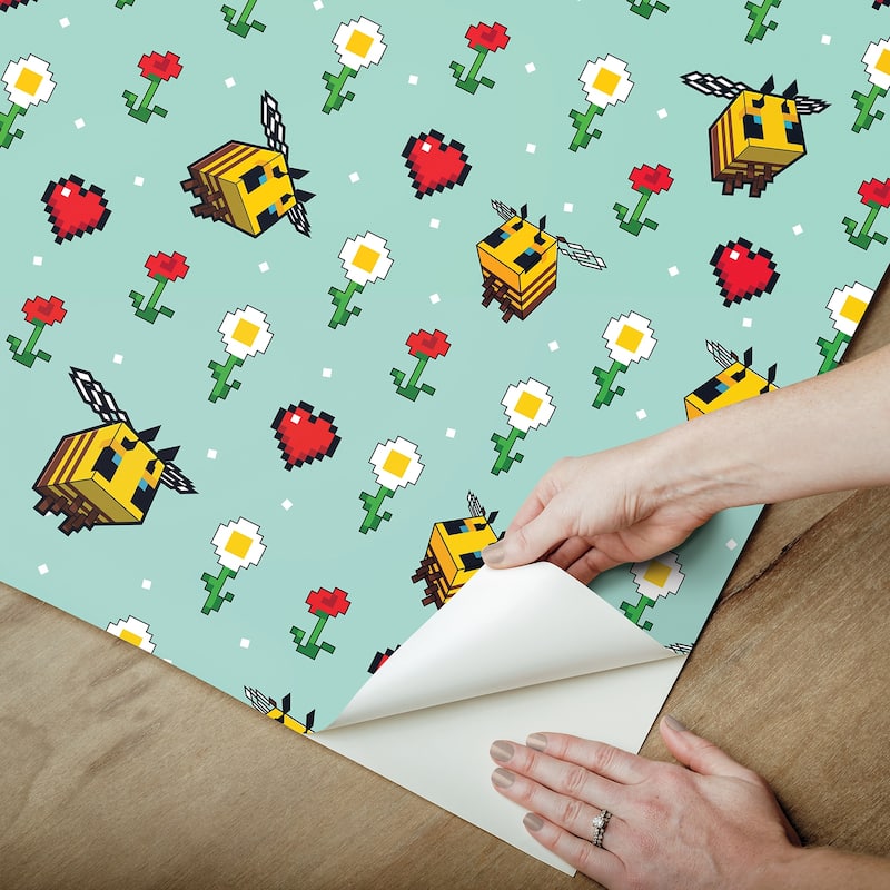 RoomMates Minecraft Busy Bee Peel and Stick Wallpaper