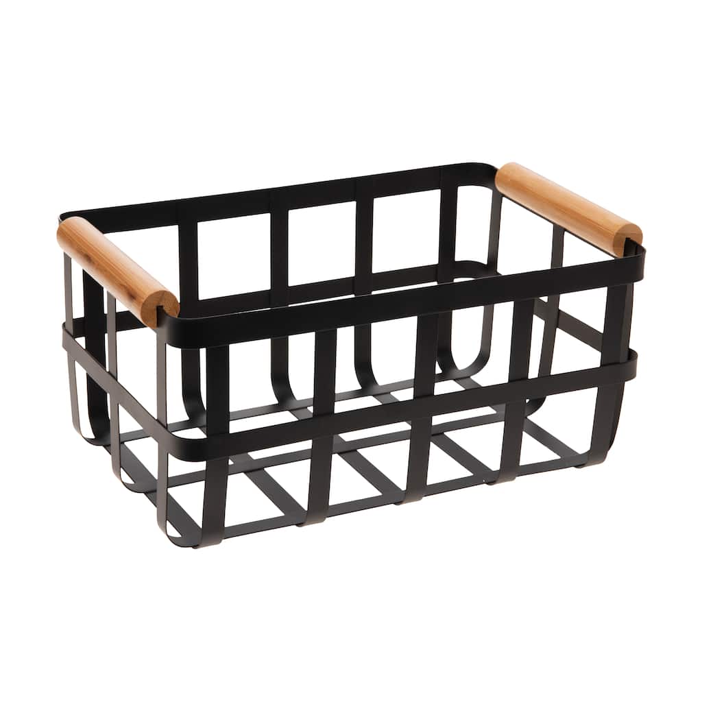 Simplify Metal Basket with Bamboo Handles
