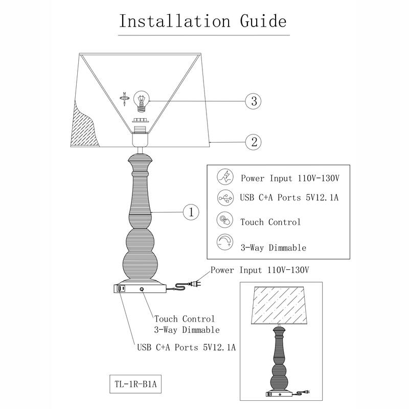 Onda 26" Rattan Table Lamp with USB 3-Way Touch Dimmer