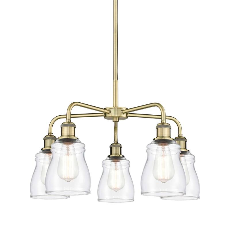 Innovations Lighting 516-5CR-15-23 Ellery Chandelier Ellery 5 Light - Antique Brass / Clear