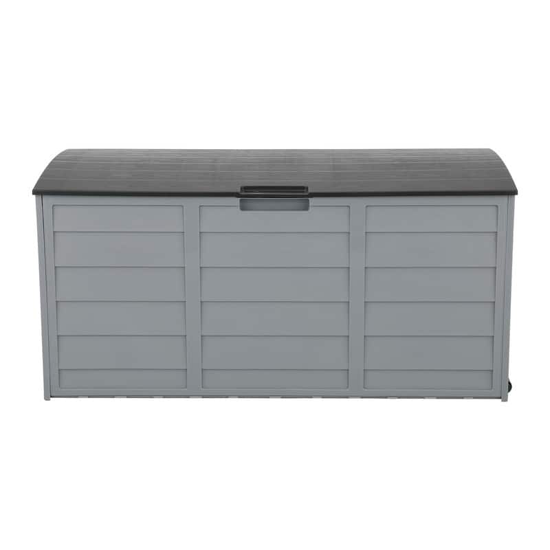 Outdoor Garden Plastic Storage Deck Box - 47"x19.5"x21"(LWH)with 2 wheels|75 Gal|130 LBS - Grey & Dark Lid