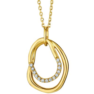 Yellow-Tone Sterling Silver Hoop Pendant, Adjustable Chain