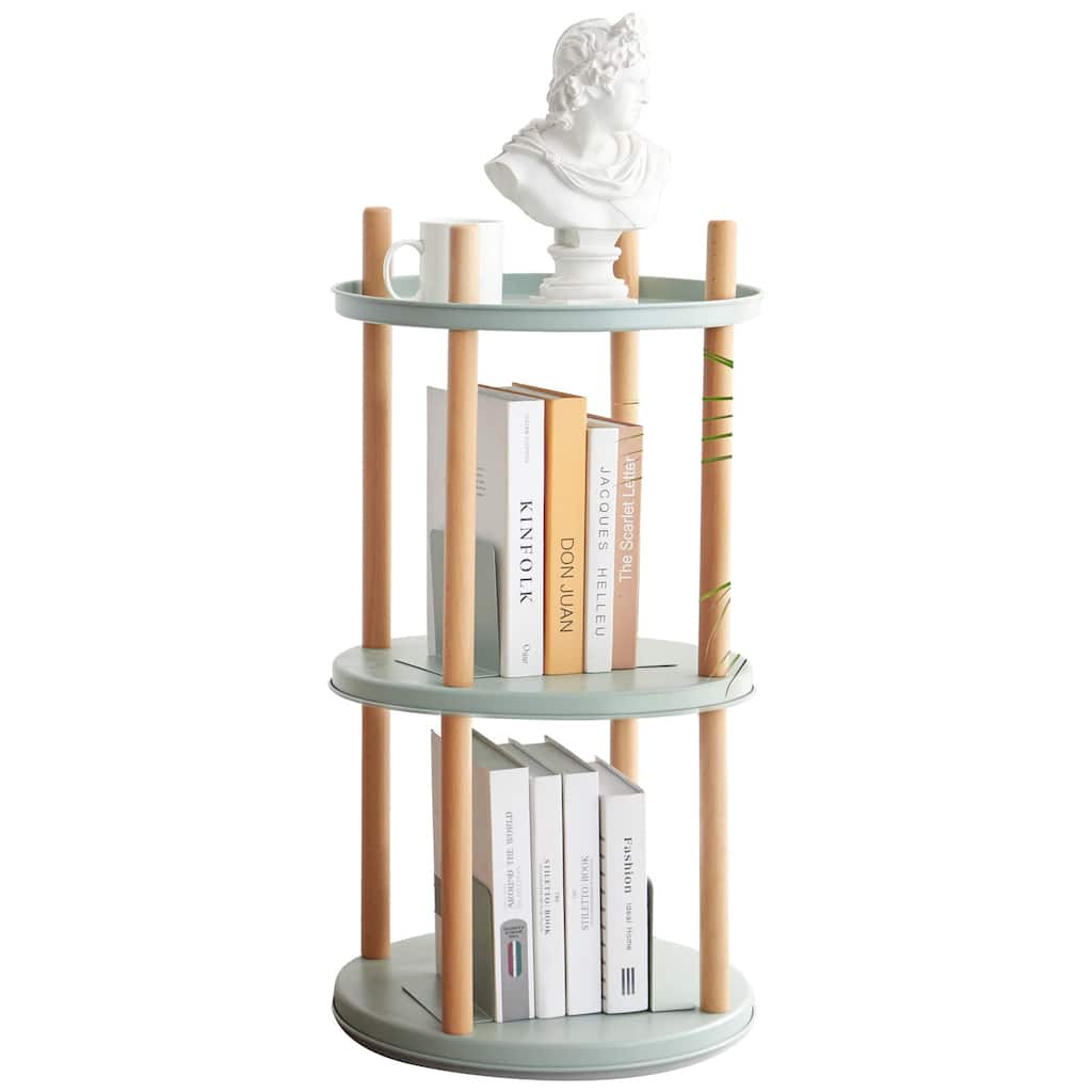 Storage Shelf, 360° Rotating Bookshelf, 3 Tier Bookcase w/ Large-Capacity Storage Space, Multifunctional Storage Rack
