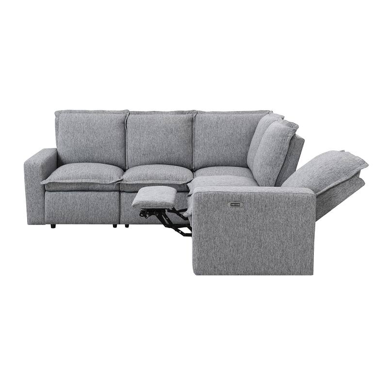 89.76'' L-Shaped 5-Seater Sectional Sofa with Power Recliner Chair, USB Charging, and Plush Home Theater Comfort