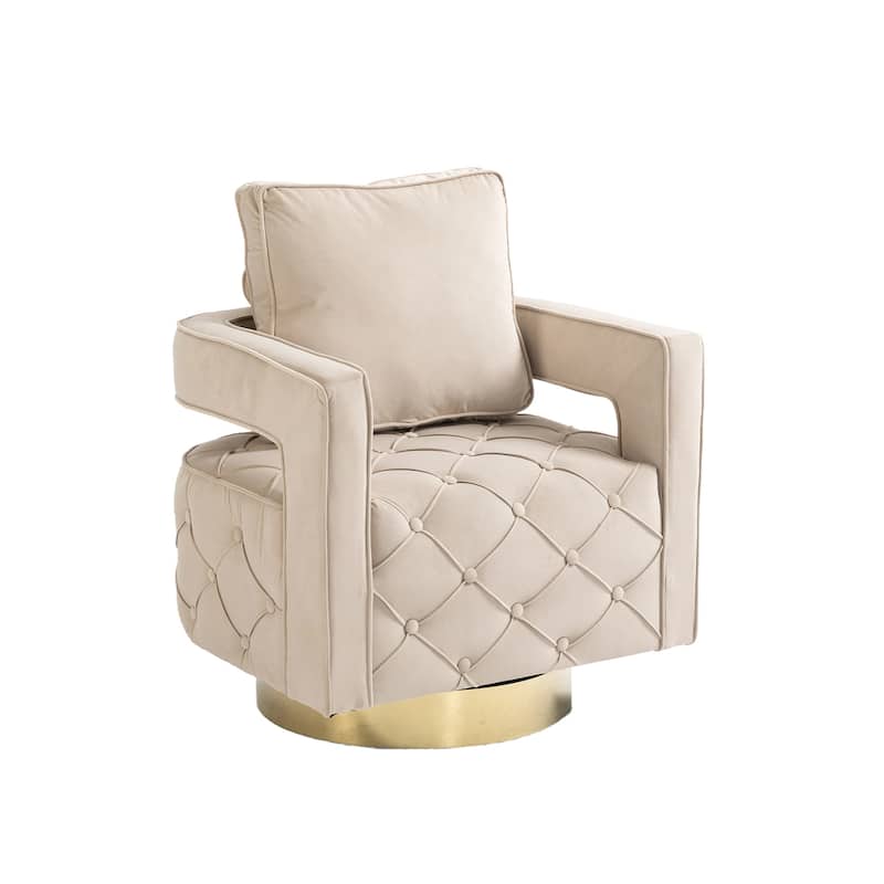 Mid Century 360° Swivel Tufted Accent Armchairs with Velvet Upholstered