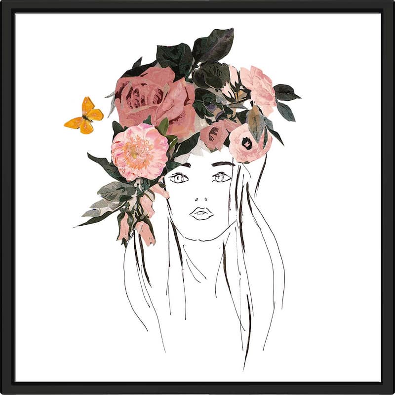 "Head With Pink Flowers" Print on Floating Canvas