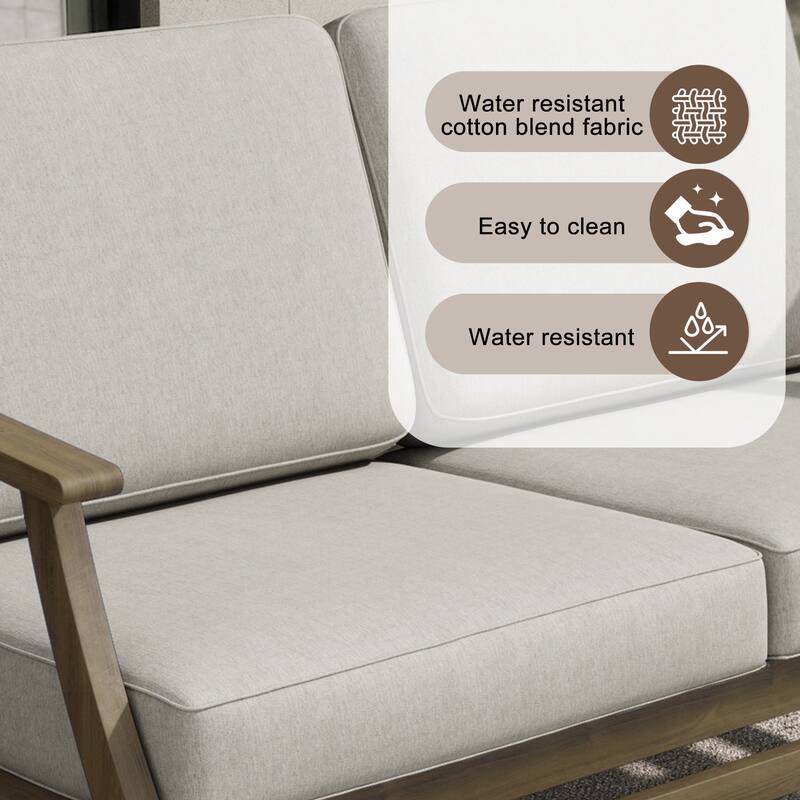 Teak Outdoor Patio Seating Set with Loveseat, Chairs and Tables (5-Piece)