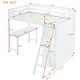 preview thumbnail 7 of 9, Twin Size Storage Loft Bed with Wardrobe, Wooden Bed with Desk, Kid's Bed with Ladder and Guardrail for Bedroom, White
