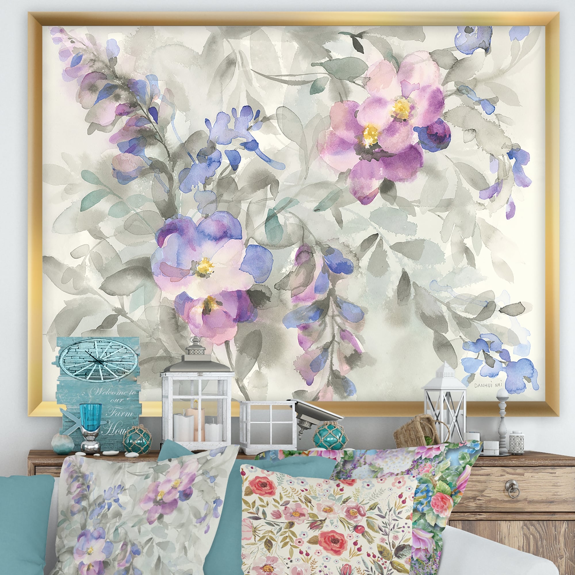 Designart "Garden Dreams Flower" Traditional Framed Art Print