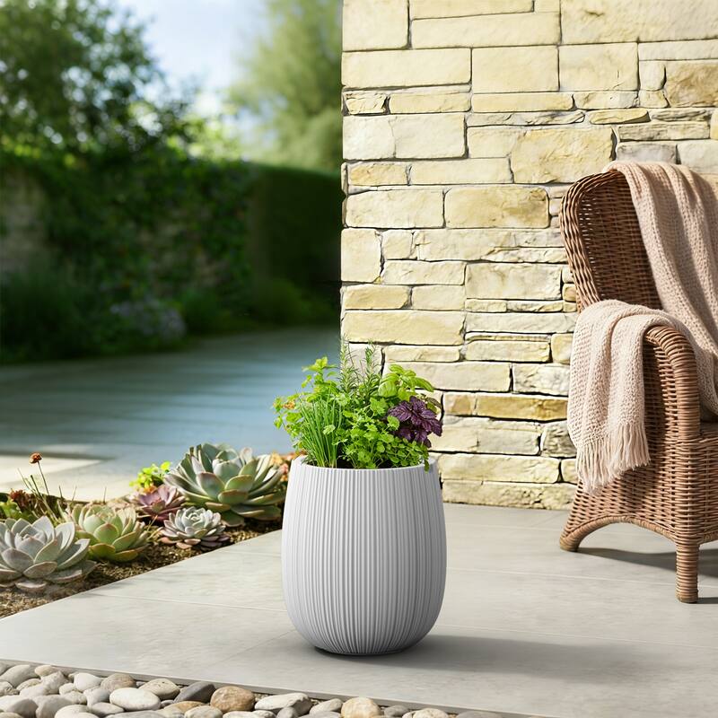 Concrete Tall Round Modern Design Planter with Drainage Hole