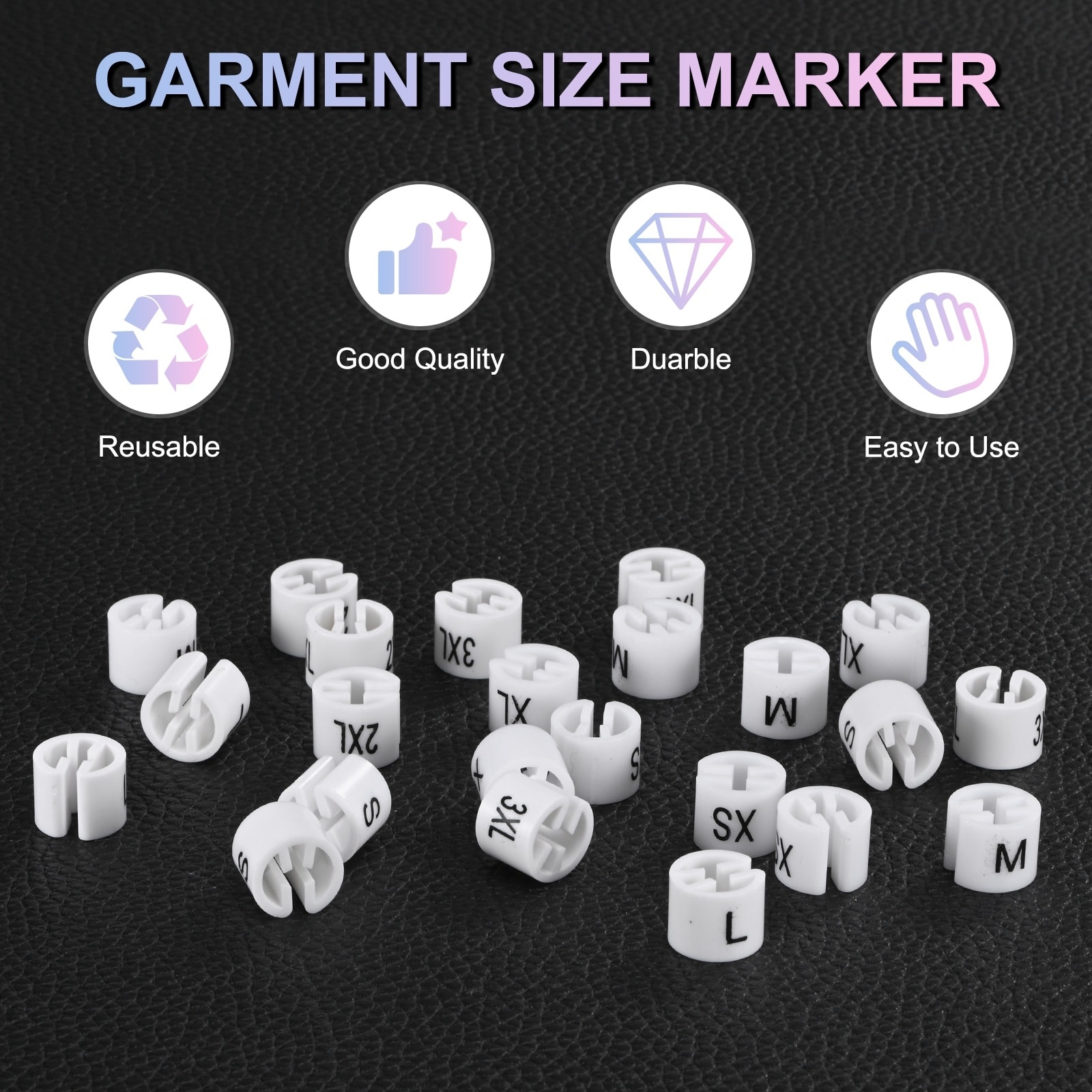 Clothes Hanger Markers, Plastic Tag Garment Color Coded Size Clips Fit Rod for Clothing/Wire Hangers