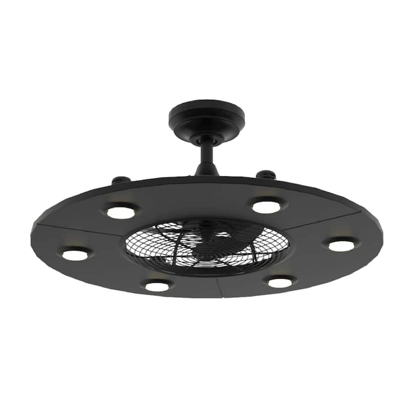 Fanimation Studio Collection Dex 12 inch Black Fandelier Ceiling Fan With LED Lights and Remote - Black - Remote