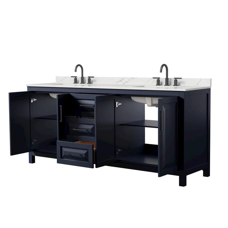 Daria 80-inch Double Vanity, 3 Hole Quartz Top
