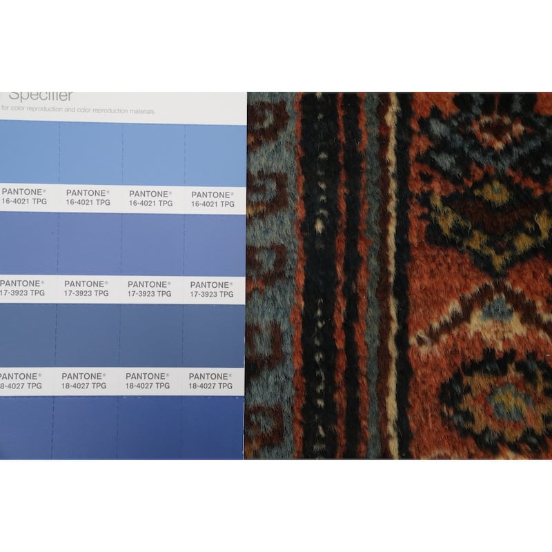 Hand Knotted Oriental 100% Wool Carpet Traditional Geometric Oranges & Rust Malayer Area Rug - 4' 4'' X 3' 2''