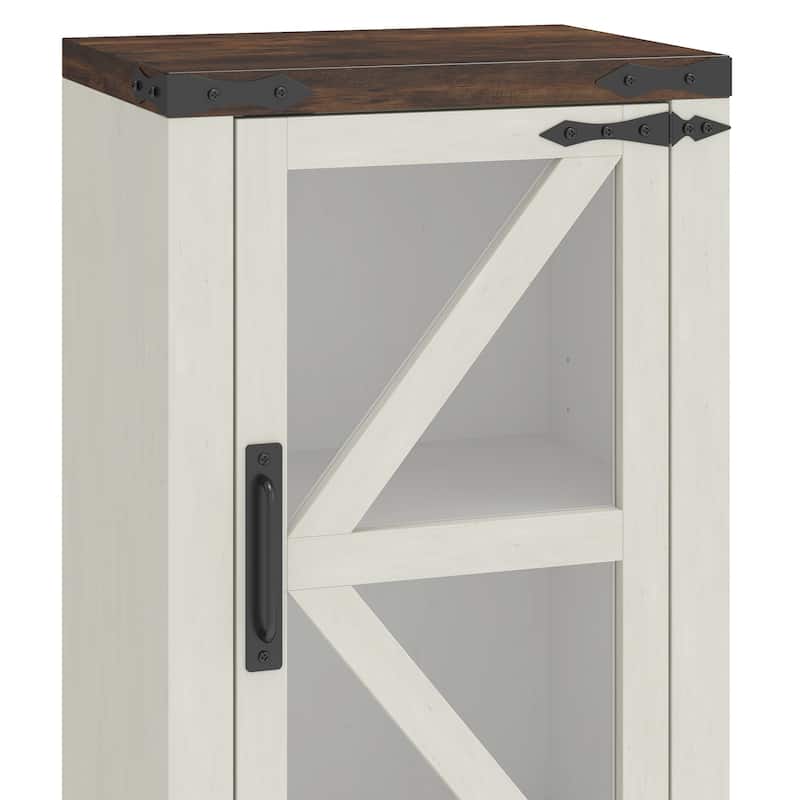 Moasis 68"H Storage Cabinet with 3 Drawers, Farmhouse Bathroom Cabinet with Barn Doors & Adjustable Shelves