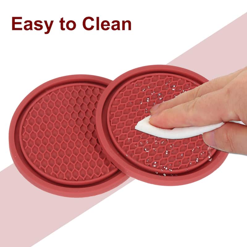 4pcs Car Cup Coasters PVC Car Cup Mats Non-Slip Universal Cup Holder - 2.76"