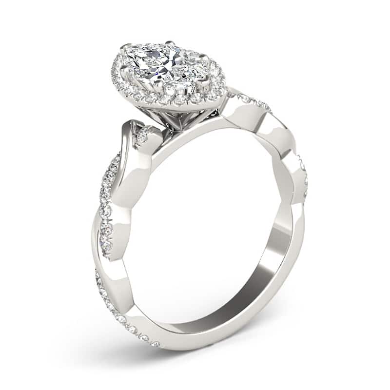 Auriya 14k White Gold Lab Grown Marquise Diamond Halo Engagement Ring 0.50 to 5.00 ct. tw. (F-G VS)