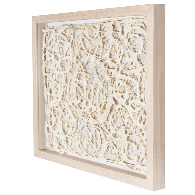 HUJI Abstract Handmade Paper Mache Shadow Box Wall Art