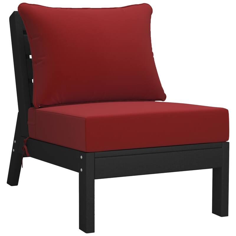 Birchwood All Weather HDPE Outdoor Patio Deep Seating Black Sofa With Cushions (3-Piece)