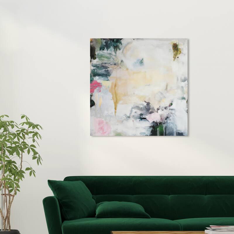 Wynwood Studio Abstract Flower Cascade White and Vanilla Modern & Contemporary Wall Art Canvas Print - 30 x 30
