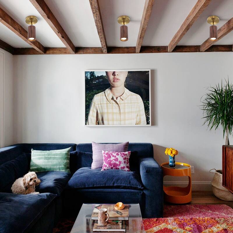 Rustic Wood Grain Single Ceiling Track Light Adjustable Spotlight