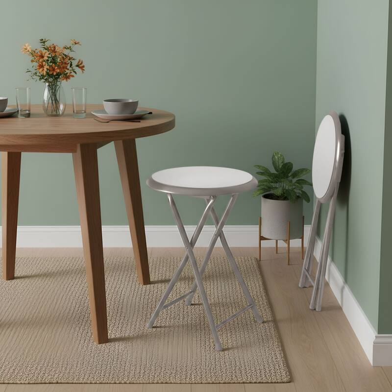 Lavish Home 18-Inch Folding Stool, White