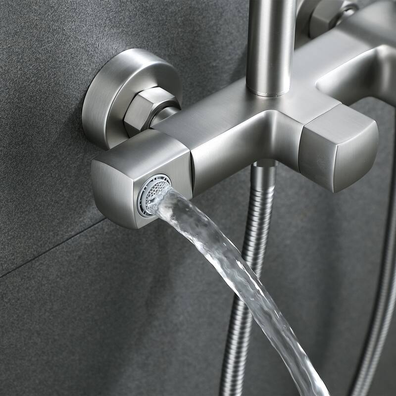 47"H Solid Brass Wall-Mounted Exposed Shower System with Tub Spout (Valve Included)