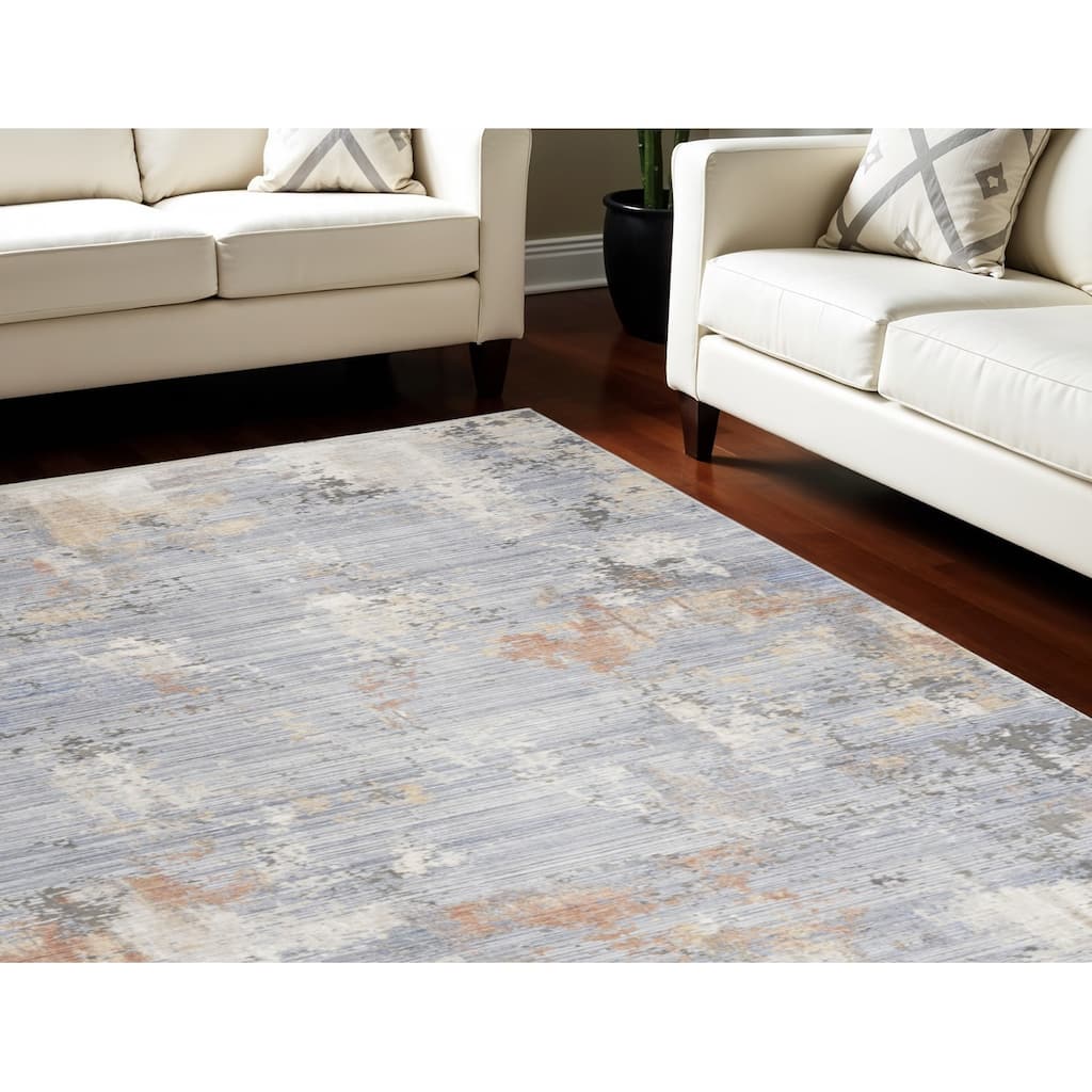 Abstract Modern Stain Resistant with Fringe Area Rug - 120' X '94' X '0.25