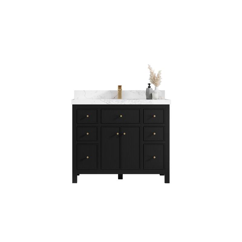 Willow Collections 42 in W x 22 in D Sonoma Free Standing Reeded Single Sink Bathroom Vanity with Countertop