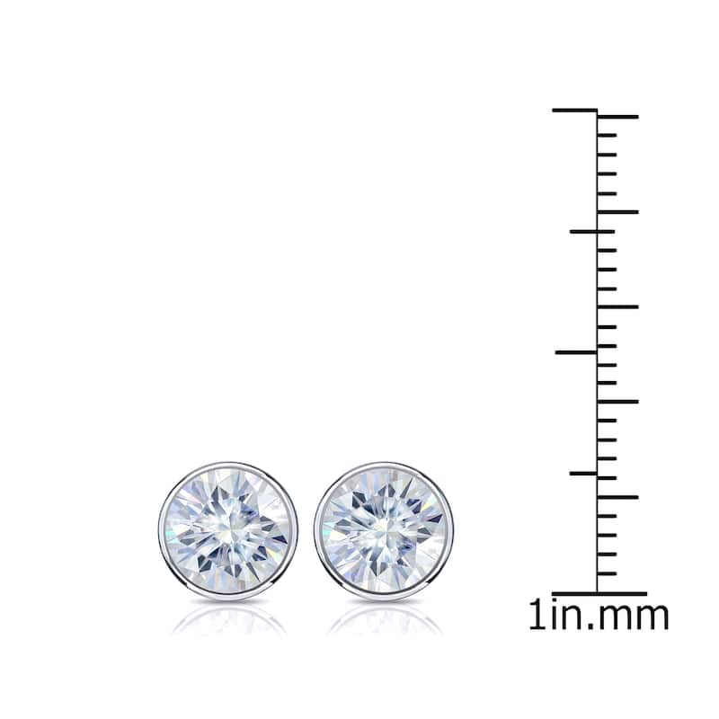 Auriya 14k Gold 2ctw Bezel-set Round Moissanite Stud Earrings - 6.5 mm