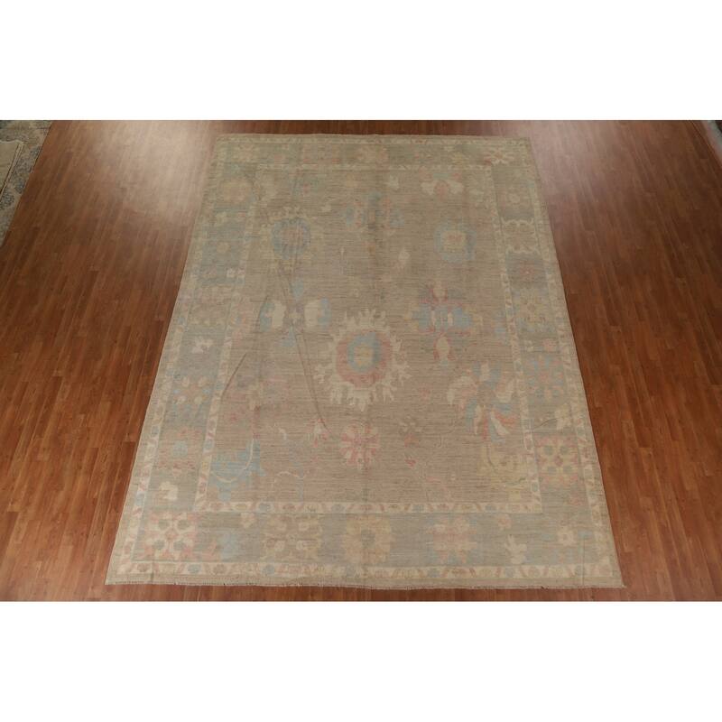 Vegetable Dye Oushak Oriental Large Rug Handmade Wool Carpet - 10'2"x 13'7"