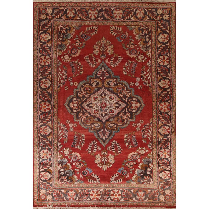 Lilian Persian Vintage Rug Handmade Wool Carpet - 7'3"x 10'3"