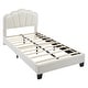 preview thumbnail 6 of 16, Twin Size Upholstered Flower-Shape Bed with LED Light Strip, Sherpa Fabric Platform Bed with Wooden Slats Support, White
