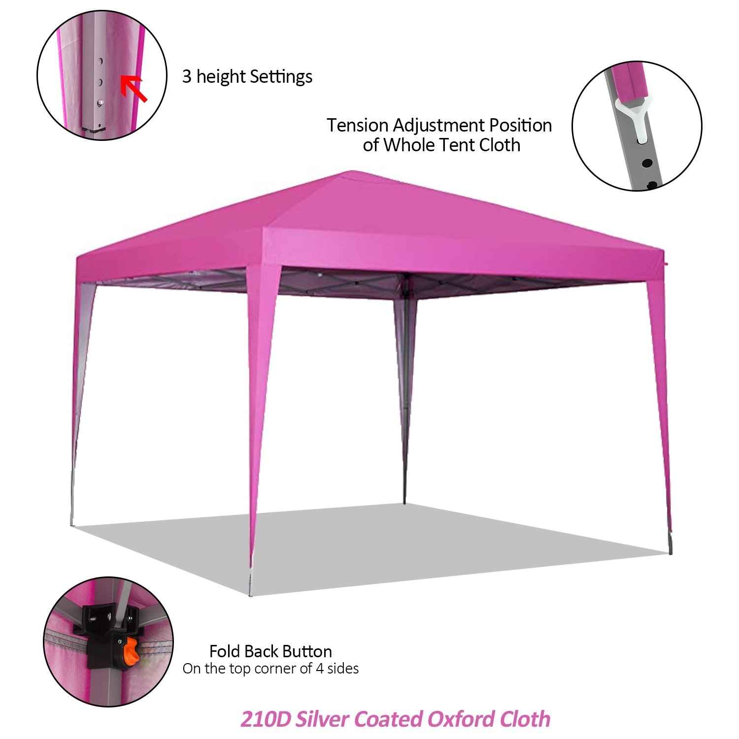 Ainfox 10' x 10' Pop up Canopy Tent, Folding Instant Outdoor Gazebo(Pink)