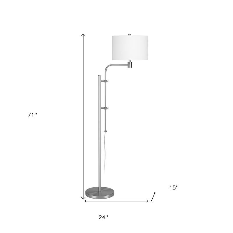 71-Inch Adjustable Floor Lamp with White Frosted Glass Shade for Home - 15” x 24” x 71”
