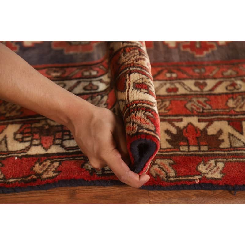 Blue Ardebil Persian Runner Rug Hand-knotted Vintage Wool Carpet - 4'4"x 10'4"