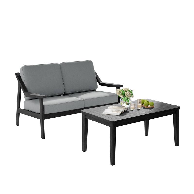 Outdoor Patio Wood Bistro Set/Loveseat Set