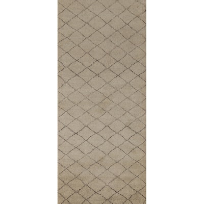 Trellis Moroccan Runner Rug Handmade Oriental Wool Carpet - 2'7" x 7'9"