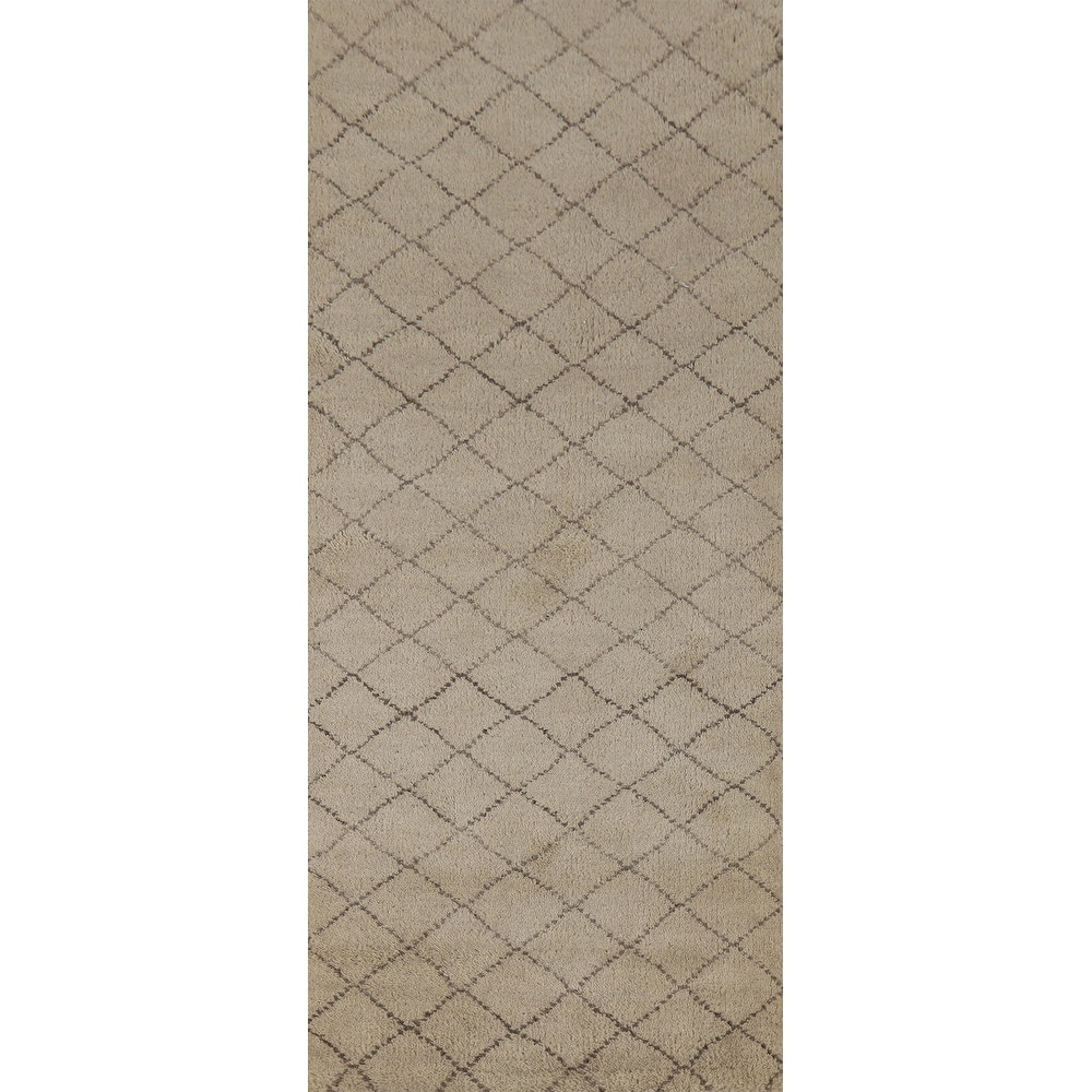 Trellis Moroccan Runner Rug Handmade Oriental Wool Carpet - 2'7" x 7'9"